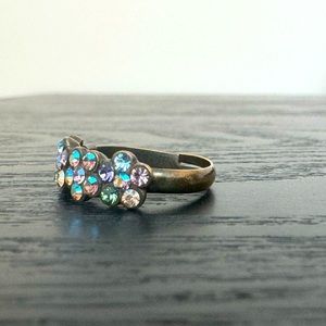 Michal Negrin Ring Floral Tennis Band & Aurora Borealis Crystals